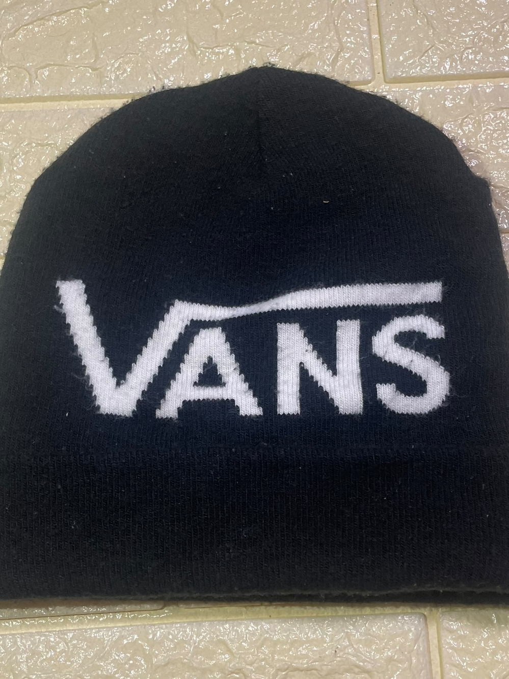 Vans Black Knit Beanie with White Logo